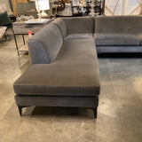 Room And Board L Shape Sofa In Mink Velvet Fabric 107"L x 23"D x103"L x 28.5" H