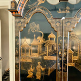 Maitland Smith Chinoiserie Secretary Desk In Black Laquer and Hermes Orange Interior 86"H x 40"W x 22"D