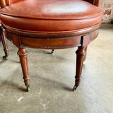 Set Of Six Drexel Heritage "British Accent" Swivel Chairs In Leather And Solid Mahogany 22.5"W x 23"D x 37"T