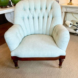 Century Furniture Chair And Ottoman In Very Pale Soft Blue/Green 35"W x 36"D x 39"T chair x 32"W x 21.5"D x15"T