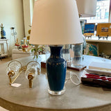 Blue Lamp With Lucite Base 26"T