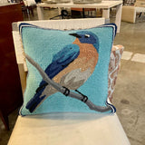 Hand Hooked Bird Pillow 17" X 17"