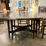 Custom Round Mahogany Dining Table With Inlay 81"Diam x 29"T
