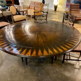 Custom Round Mahogany Dining Table With Inlay 81"Diam x 29"T