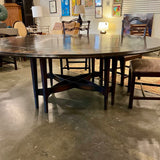 Custom Round Mahogany Dining Table With Inlay 81"Diam x 29"T