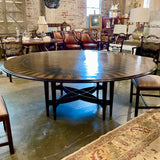 Custom Round Mahogany Dining Table With Inlay 81"Diam x 29"T