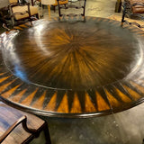 Custom Round Mahogany Dining Table With Inlay 81"Diam x 29"T