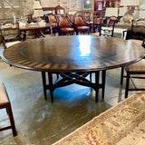 Custom Round Mahogany Dining Table With Inlay 81"Diam x 29"T