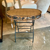 Rattan and Metal Side Table 24.5" W X 24" T