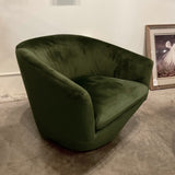 Green Velvet Swivel Chair 30"W x 27"D x 27"T