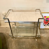 Marble Top Chrome Bar Cart 36"W x 20"D x 32"T