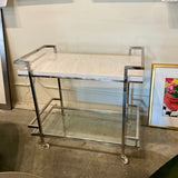 Marble Top Chrome Bar Cart 36"W x 20"D x 32"T