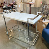 Marble Top Chrome Bar Cart 36"W x 20"D x 32"T