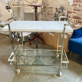 Marble Top Chrome Bar Cart 36"W x 20"D x 32"T