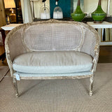 Painted French Style Settee w/ Linen Cushion 46.5"W x 38"T x 24"D