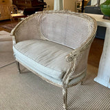 Painted French Style Settee w/ Linen Cushion 46.5"W x 38"T x 24"D