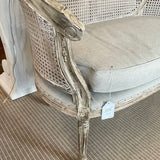 Painted French Style Settee w/ Linen Cushion 46.5"W x 38"T x 24"D