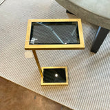 Cocktail Table Gold Wash And Smokey Glass 8" x 12" x 28"