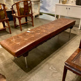 Regina Andrews Tufted Gallery Leather Bench 78"W x 19"D x 19"T