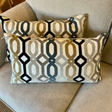 Pair of Geometric Design Cut Velvet Pillows 22" W X 12" T