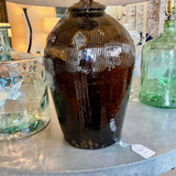 Very Large Glazed Urn Lamp w/ Custom Shade 36"T x 22"Diam