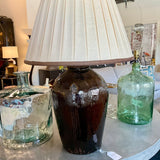 Very Large Glazed Urn Lamp w/ Custom Shade 36"T x 22"Diam