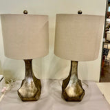 Pair Of Silver MetallicTable Lamps 30.5" High to Finial