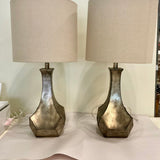 Pair Of Silver MetallicTable Lamps 30.5" High to Finial