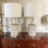 Pair Of Large Stone Table Lamps Fixture is 18"T x 8"W x 32"T to Finial