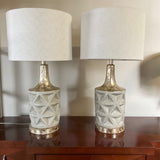 Pair Of Large Stone Table Lamps Fixture is 18"T x 8"W x 32"T to Finial