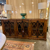 Long Glass Door Credenza 99"l x 17.5"D x 43.5"T
