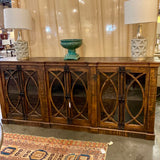 Long Glass Door Credenza 99"l x 17.5"D x 43.5"T