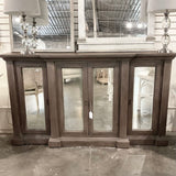 Long Cabinet/Credenza With Mirrored Doors As Is 77"L x 18"D x 44"T