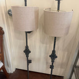 Pair Of Antique Wrought Iron Sconces 50"T x 7"W