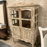 Distressed Glass Front Cabinet 36.5" W X 17" D X 57" T