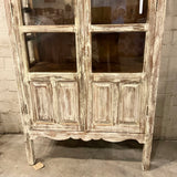 Distressed Glass Front Cabinet 36.5" W X 17" D X 57" T
