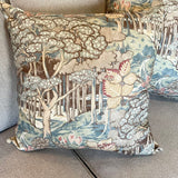 Pair of Custom Pillows in GP& J Baker Ruskin Cotten Teal Fabric 19" X 19 "