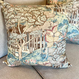 Pair of Custom Pillows in GP& J Baker Ruskin Cotten Teal Fabric 19" X 19 "
