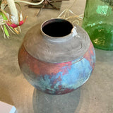 Large Raku Large Vase signed 12" T