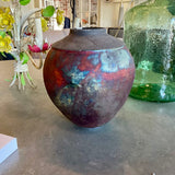 Large Raku Large Vase signed 12" T