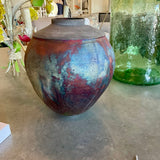 Large Raku Large Vase signed 12" T