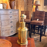1960's Chinoiserie Brass Tea Canister Lamp 27" T