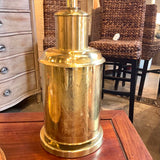 1960's Chinoiserie Brass Tea Canister Lamp 27" T