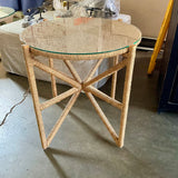 Gabby Nigel Table Jute And Glass Top 27"Diam x 25.5"T
