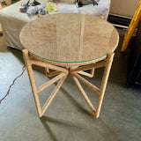 Gabby Nigel Table Jute And Glass Top 27"Diam x 25.5"T