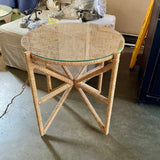 Gabby Nigel Table Jute And Glass Top 27"Diam x 25.5"T