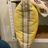Pair of Custom Yellow Linen w/ Trim Pillows 21" x 21"