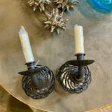 Pair of Iron & Anituqed Mirrored Sconces 6"Diam x 10"T