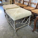 Iron And Shearling Bench 22" x 22" x 20"H