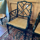 Chippendale Bamboo Style Arm Chair with Caned Seat 23"W x 20"D x 37"T Back - 27"T Arm